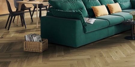 Паркетна дошка Barlinek Pure Classico Line "Ялинка" Дуб Toffee Piccolo 1WC000017